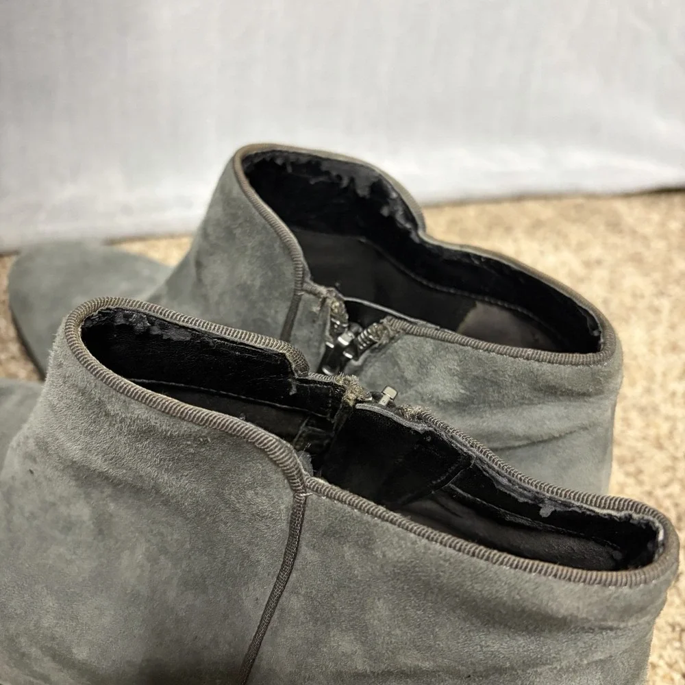 Sam Edelman Women's Petty Boots Size 9 Dark Gray Suede Bootie Block Low Heel